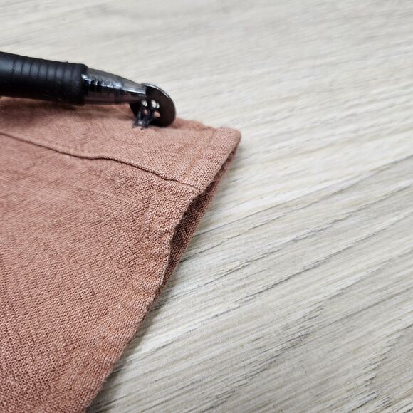 Simply Noelle Womens Blouse Terracotta Brown Medium High Low Layers Butttons 3/4 - Picture 3 of 10